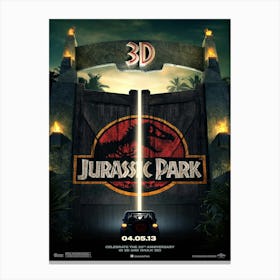 Jurassic park gate 3d Canvas Print