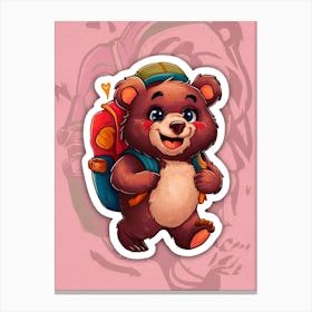 Bear With Backpack 6 Canvas Print