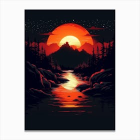 Sunset Over The River Canvas Print