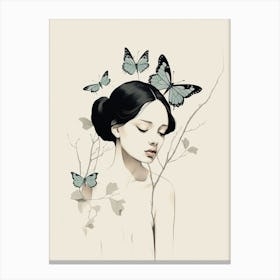 portrait of a butterfly woman 1 Canvas Print