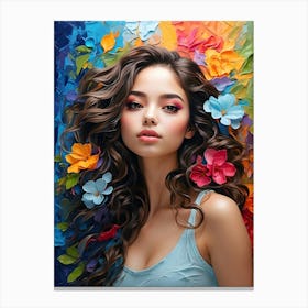 Beautiful Girl With Flowers 2 Canvas Print