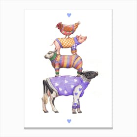 Farm Animals In Sweaters Canvas Print