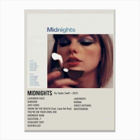 Midnights By Taylor Swift 2023 Poster 1 Canvas Print