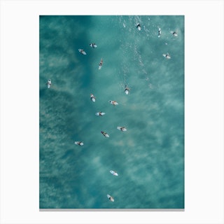Surfers From Above Canvas Print