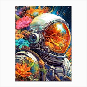 Spaceman With Flowers Canvas Print