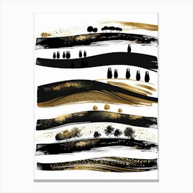 Black And Gold Brush Strokes 19 Canvas Print