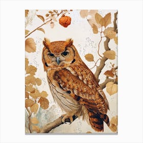 Brown Fish Owl Japanese Painting 1 Canvas Print