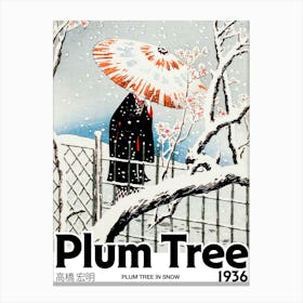 Plum Tree In Snow Hiroaki Takahashi Japanese Modern Graphic Poster Canvas Print