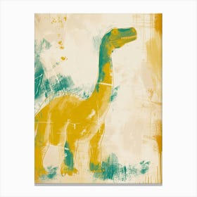 Mustard Paint Stroke Brontosaurus Canvas Print