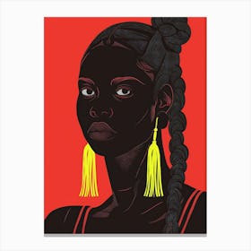 Black Woman With Tassel Earrings Canvas Print