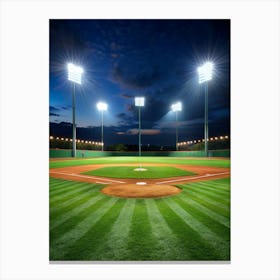 Baseball Field At Night 4 Canvas Print