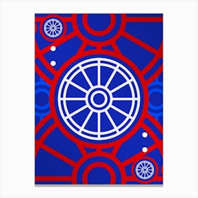 Geometric Glyph Abstract in White on Red and Blue Array n.0078 Canvas Print