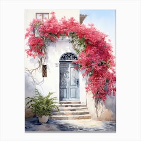 Naples, Italy   Mediterranean Doors Watercolour Painting 1 Canvas Print