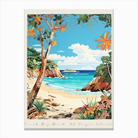 Poster Of Trunk Bay Beach, Us Virgin Islands, Matisse And Rousseau Style 1 Canvas Print