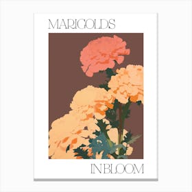 Marigolds In Bloom Flowers Bold Illustration 2 Canvas Print