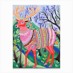 Maximalist Animal Painting Elk 2 Canvas Print