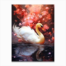 Swan In Water Canvas Print