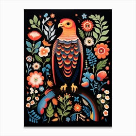 Folk Bird Illustration Red Tailed Hawk Canvas Print
