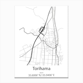 Torihama,Japan Minimalist Map Canvas Print