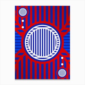 Geometric Abstract Glyph in White on Red and Blue Array n.0016 Canvas Print
