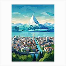 Geneva, Switzerland, Geometric Illustration 3 Canvas Print