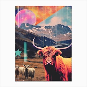 Highland Cattle Space Collage 3 Canvas Print