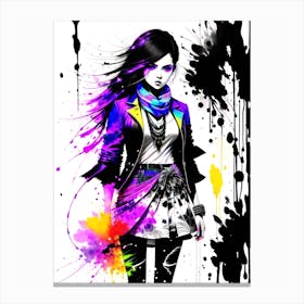 Girl With Paint Splatters 2 Canvas Print