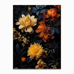 Flowers On A Black Background i Canvas Print