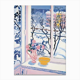 The Windowsill Of Stockholm   Sweden Snow Inspired By Matisse 1 Canvas Print