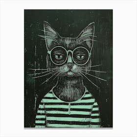 Cat With Glasses Canvas Print