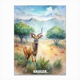 Kruger National Park Watercolor Painting Landscape Canvas Print