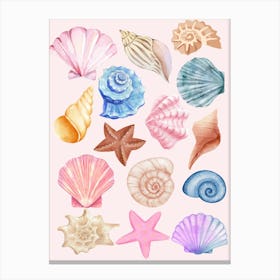 Watercolor Sea Shells Canvas Print