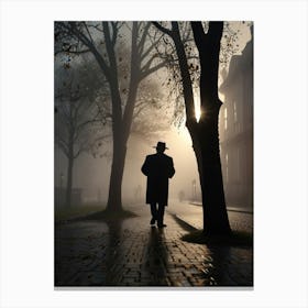 Man Walking In The Fog Canvas Print