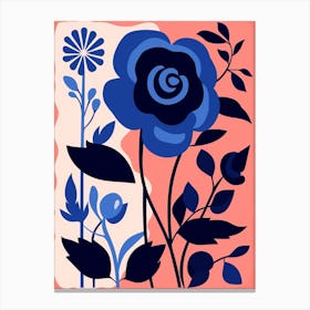 Blue Flower Illustration Rose 6 Canvas Print
