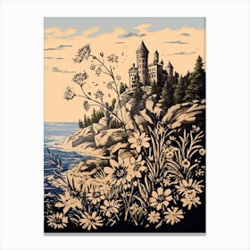 Coastal Castle, Flower Collage Canvas Print