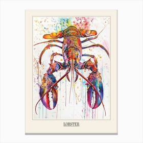 Lobster Colourful Watercolour 1 Poster Canvas Print