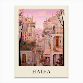 Haifa Israel 1 Vintage Pink Travel Illustration Poster Canvas Print