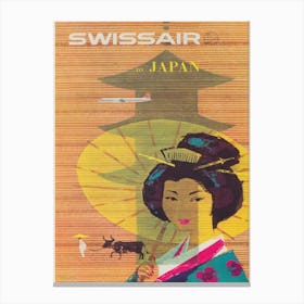 Japan Vintage Travel Poster, Geisha Girl Canvas Print