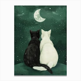 Two Cats Looking At The Moon 5 Canvas Print