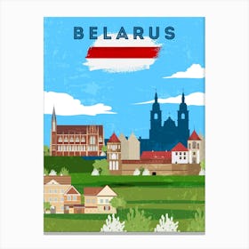 Belarus — Retro travel minimalist art poster 1 Canvas Print