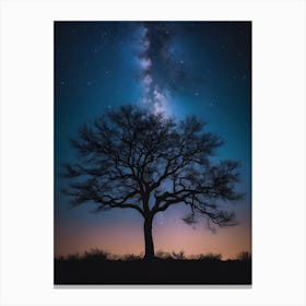 Tree In The Night Sky 1 Canvas Print