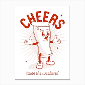 'Cheers' retro beer poster in red Canvas Print