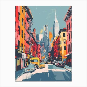 East Village New York Colourful Silkscreen Illustration 2 Canvas Print