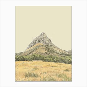 Mount Ossa Australia Color Line Drawing (9) Canvas Print