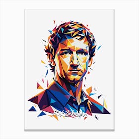 Mark Zuckerberg 02 Portrait WPAP Pop Art Canvas Print