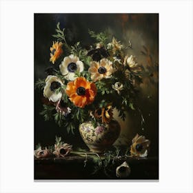 Baroque Floral Still Life Anemone 4 Canvas Print