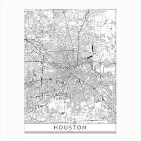 Houston White Map Canvas Print