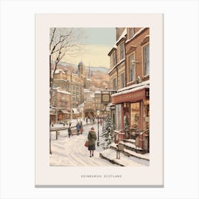 Vintage Winter Poster Edinburgh Scotland 7 Canvas Print