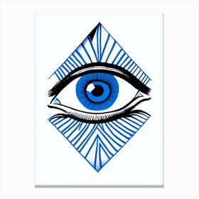 Third Eye Symbolism, Symbol, Third Eye Blue & White 1 Canvas Print