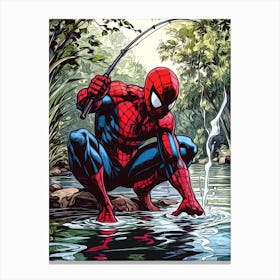 Hero Spider Fishing Canvas Print